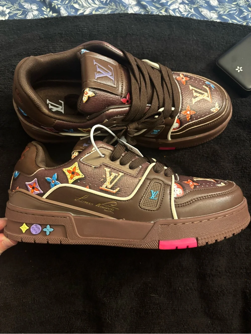 Louis Vuitton Brown Monogram Accent Sneakers